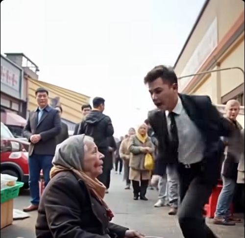 Bir Milyoner adam pazar yerinde kadına