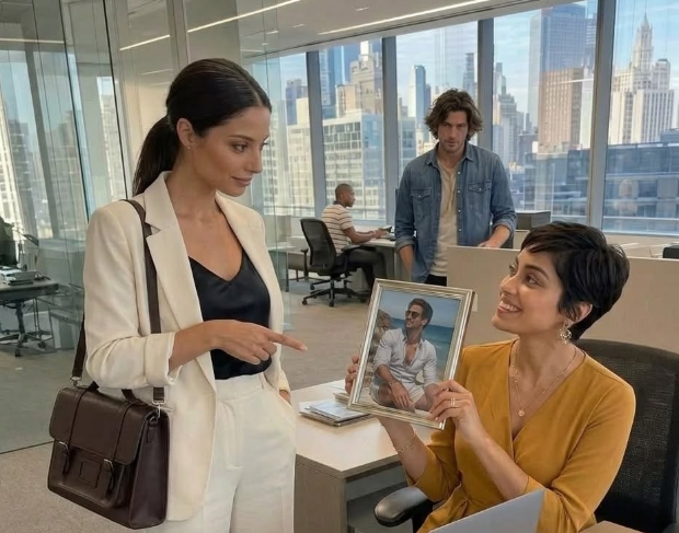 Yeni işimdeki ilk günümde, iş arkadaşımın masasında kocamın fotoğrafını gördüm