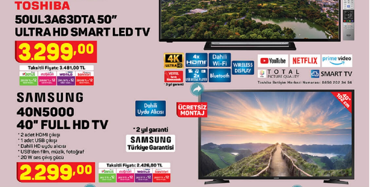 A101 29 Ekim 2020 katolog ürünü Samsung UE-40N5000 Full HD Uydu Alıcılı LED Televizyon piyasa fiyatı karşılaştırması