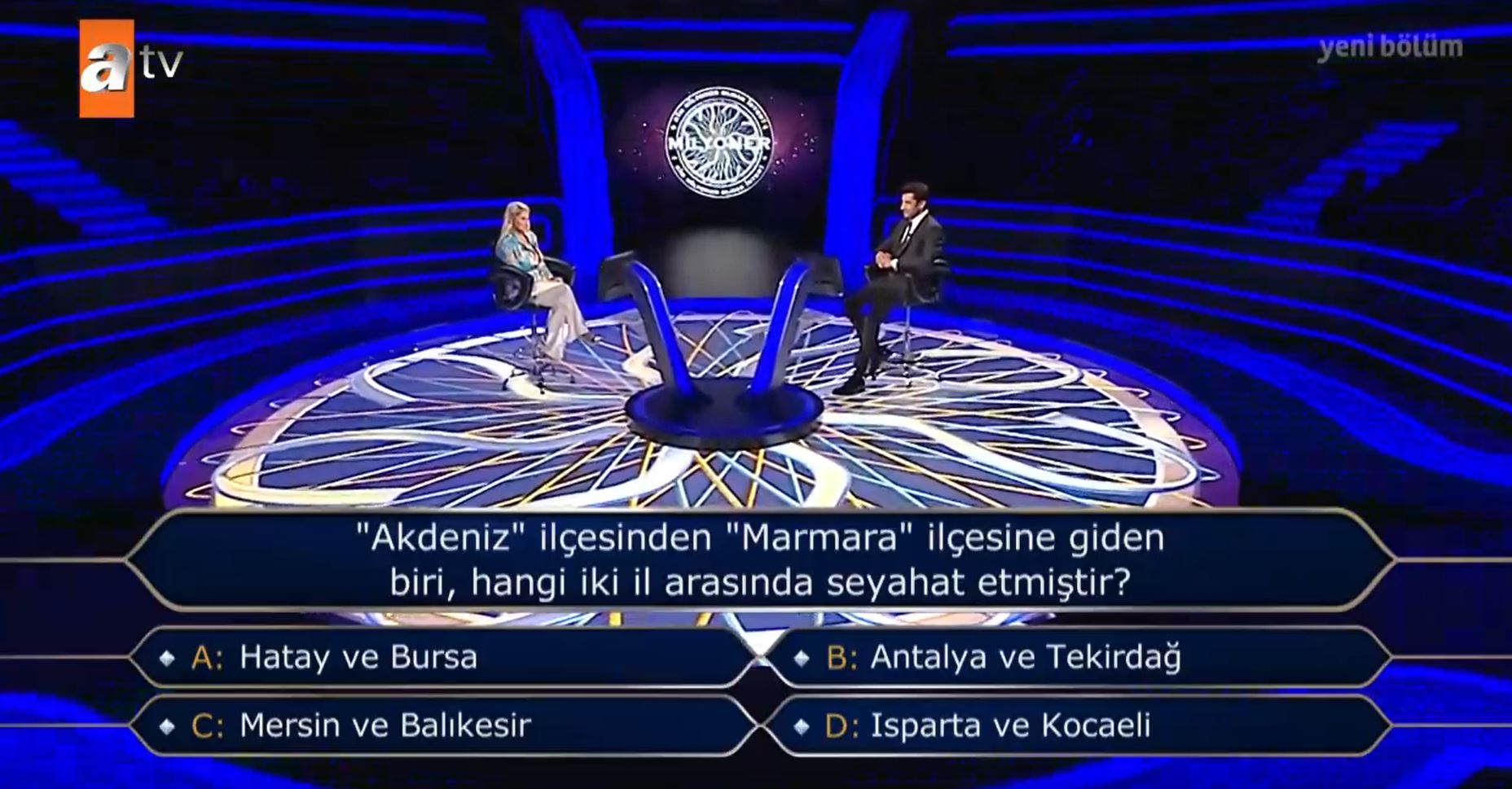 Akdeniz İlçesinden Marmara ilçesine giden biri hangi iki 2 il arasında seyahat etmiştir? Milyoner 10’uncu soru cevabı ne?