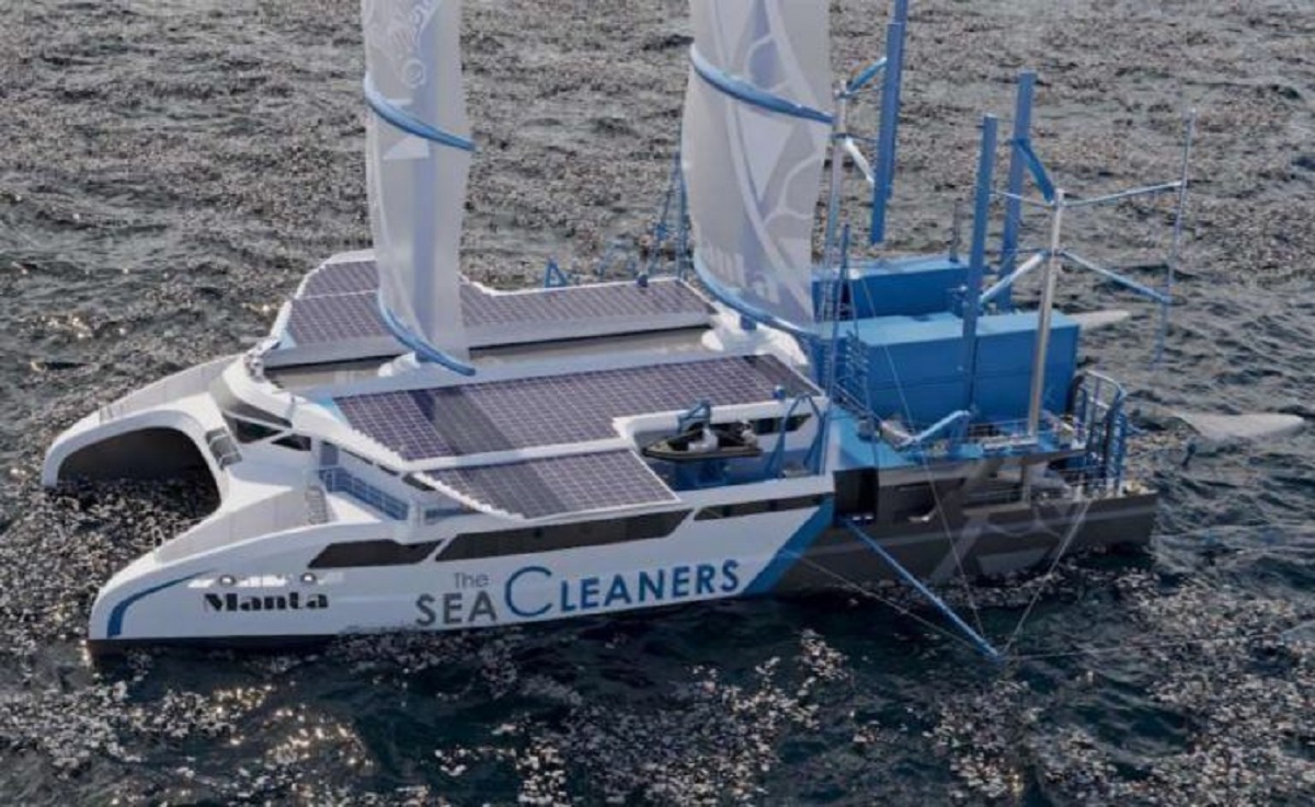 Dev bir teknenin okyanusta plastik kirliliğini enerjiye çevirdiğini izle