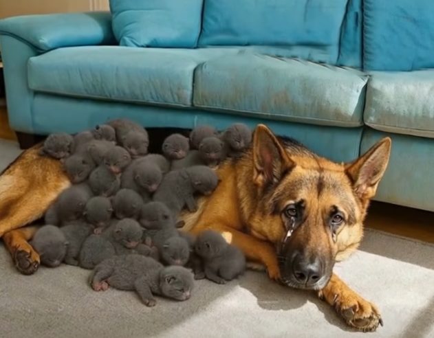 Barınaktaki Alman Çoban Köpeği Doğum Yaptı