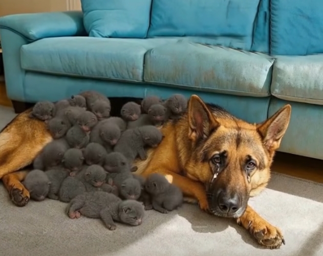 Barınaktaki Alman Çoban Köpeği Doğum Yaptı