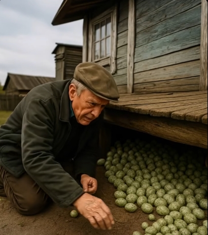 Bir sabah yaşlı adam terasının altında bir şeyler