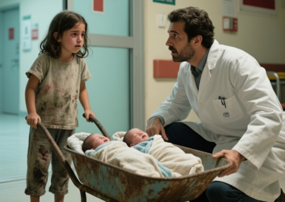 Annem Üç Gündür Uyuyor 7 Yaşındaki Bir Kız İkiz Bebeklerini Kurtarmak İçin El Arabasıyla hastaneye gitti