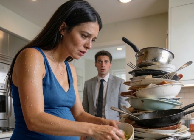 Sekiz aylık hamile karımı gece saat onda tek başına bulaşık yıkarken görünce